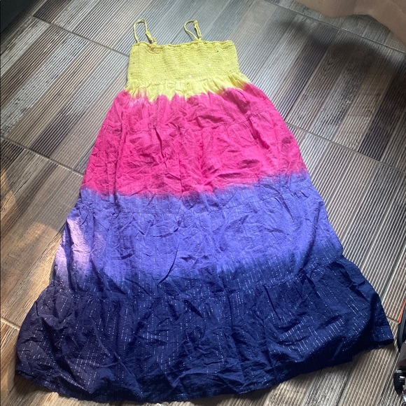 Justice Other - Justice Yellow Pink Tiered Smocked Sundress